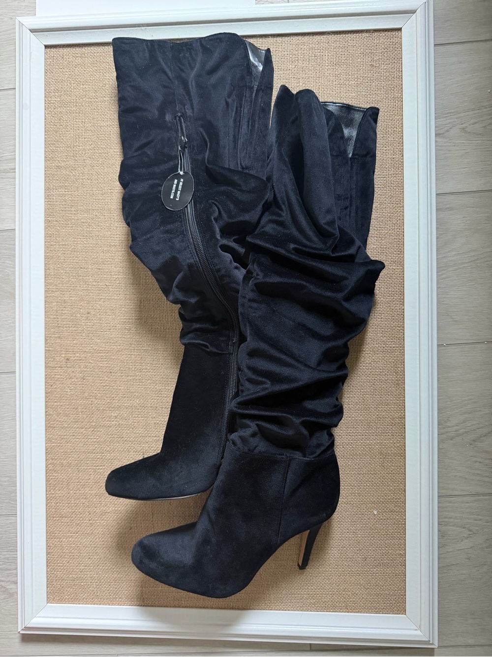 INC Black Slouchy Knee-High Heeled Boots